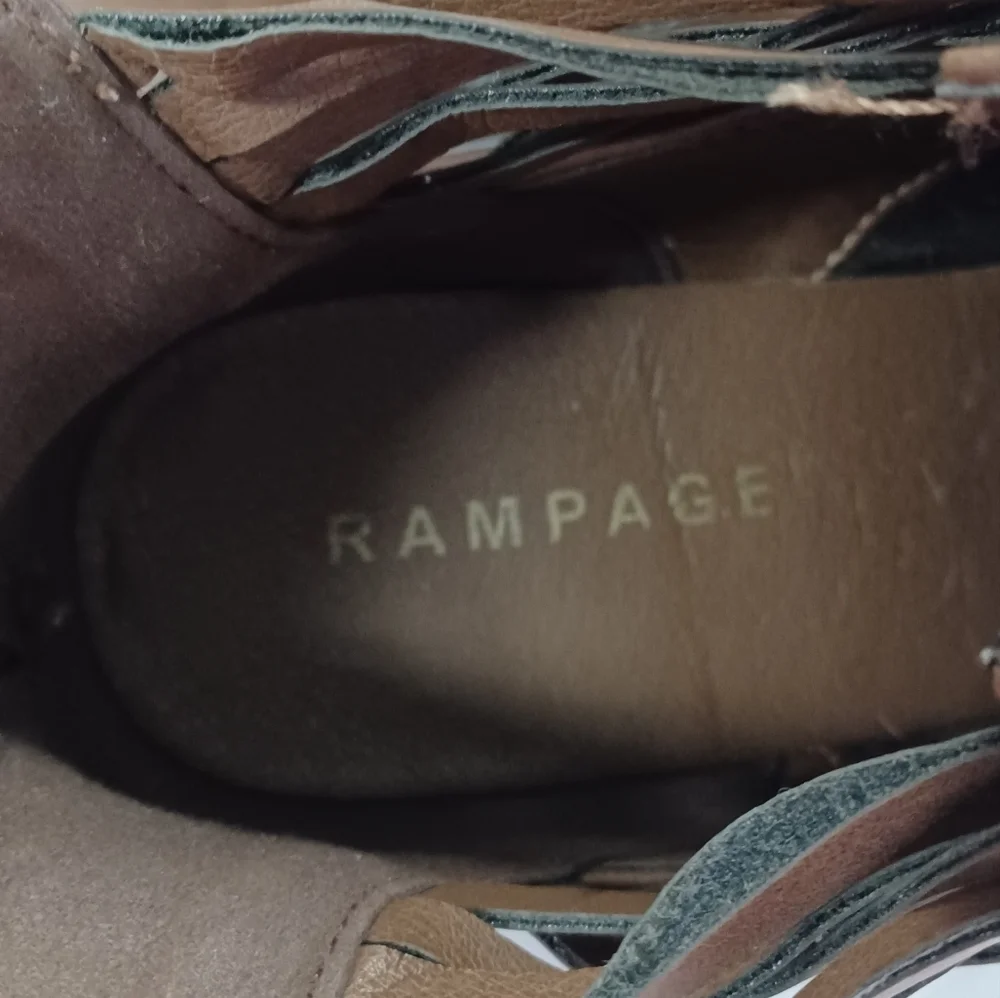RAMPAGE RAM ROADIE Cognac Brown Strappy Zipper Back Ankle Booties Boots Size 9